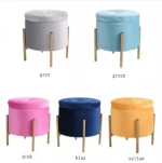 High quality yellow round stool velvet ottoman