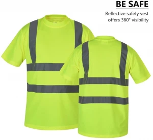 High Visibility Safety T-Shirt with Short Sleeve Reflective Strips Yellow ANSI/ISEA Standards