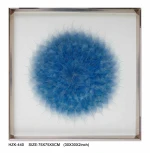 Home Decor Blue Leaves Shadow Box Wall Decor glass Framed Wall Art