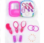 Hot Sale Girl Salon Toys Pink Beauty Trolley Case with Dress Accessories 8 Pcs