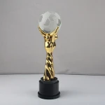 Hot sale sports theme award elegant K9 crystal football trophy for Sports Souvenir
