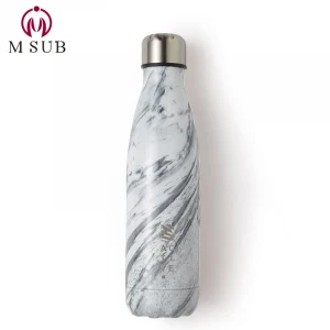 hot selling 2020 drinkware sublimation stainless steel long hot water bottle with marble design