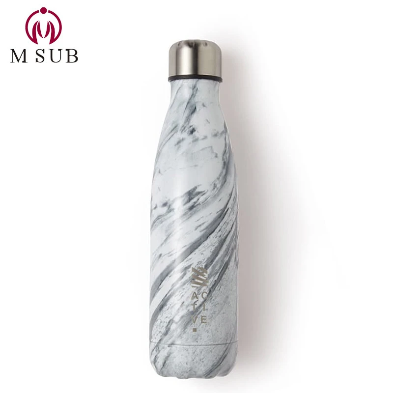 hot selling 2020 drinkware sublimation stainless steel long hot water bottle with marble design