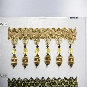 Hot selling 7.5cm Width Bead Curtain Sewing Tassel Fringe Trim Tassel Lace Accessory