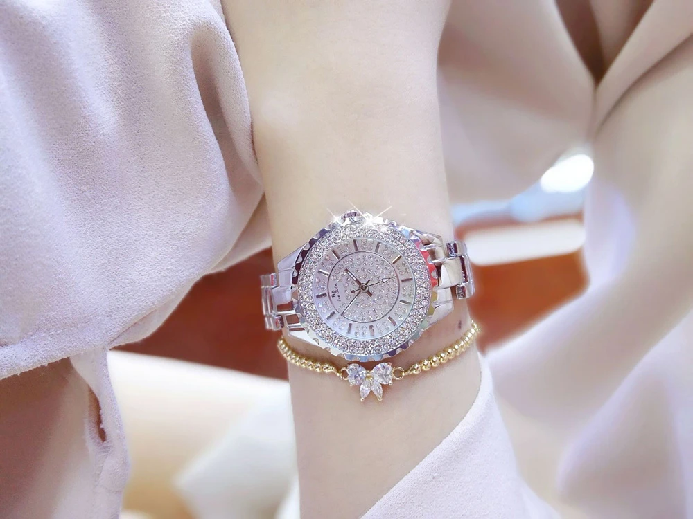 Hot Selling Luxury Bling Bling Ladies  Diamond Watches Crystal  Bracelet Wristwatch Jewelry For ladies