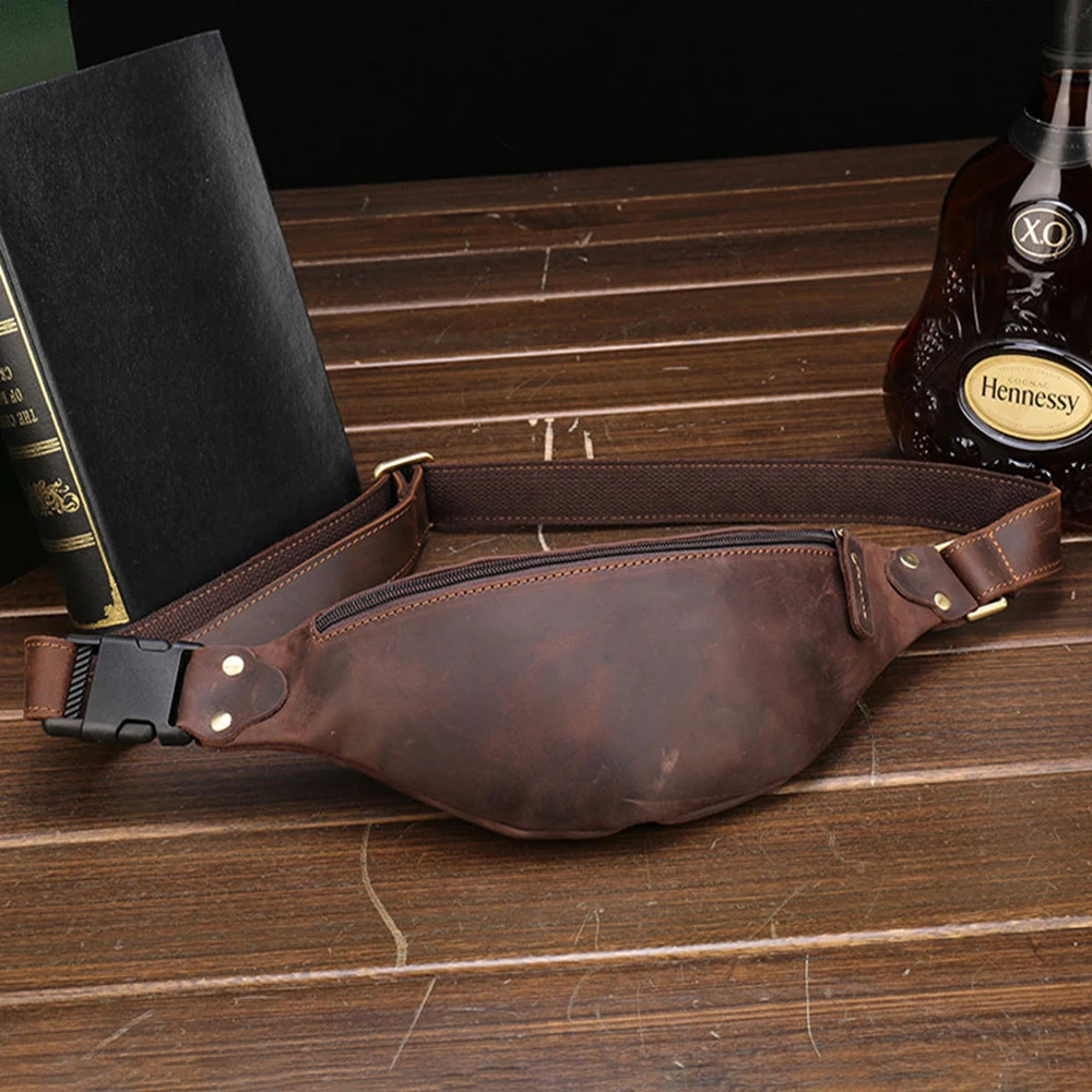 Hot Selling ODM Belt Bag Crazy Horse Leather China Factory Minimalist Waist Bag for Men