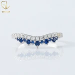 Hot Selling Round Cut Sapphire Diamond Curved Ring, Crown Shape Natural Diamond Ring, Real Diamond Wishbone Ring For Women