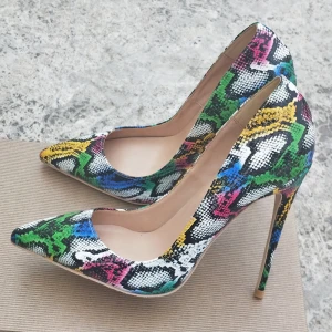 Hot selling sexy snake print pumps shoes heels for women high heel shoes