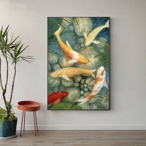 Hotel wall decoration paint by numbers impressionist fish oil painting