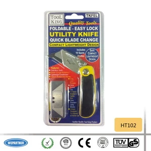 HT102 Foldable-Easy lock Utility Knife include 10 spare blade