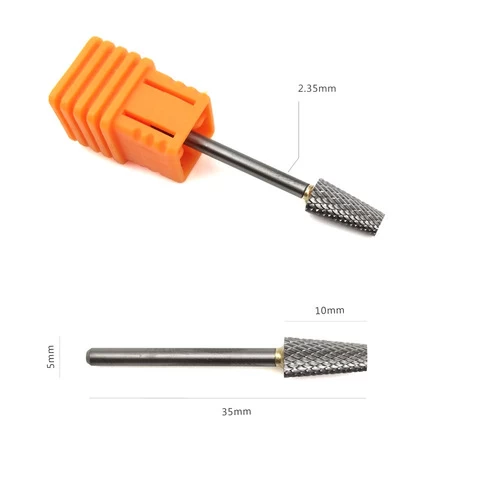 HYTOOS Tepered Tungsten Carbide Nail Drill Bits 3/32" Rotary Milling Cutter Nail Drill Accessories Manicure Pedicure Tools