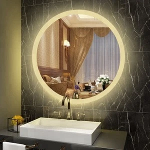 Illuminated Modern Hotel Vanity Mirror Dimmable LED Backlit Bathroom Mirror with Anti-fog Function and Touch Button