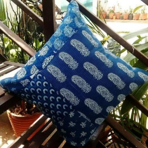 indigo blue cotton patch work cushion cover indigo cushion cover hand block print cushion cover