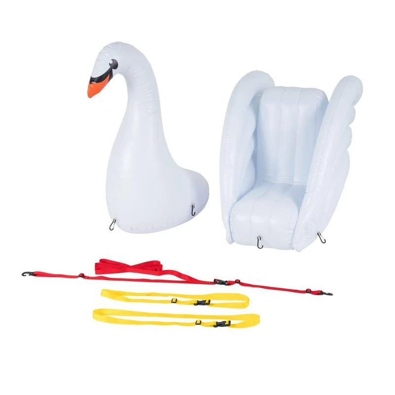 Inflatable Rowing Boats with White Swan Head &amp; Seat Surfboard For Men Women Kids Safe Surf Board Stand-Up Floats Water Party Toy