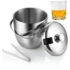 Insulated metal stainless steel double wall ice bucket with lid and ice tong
