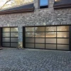 Insulated Sectional Aluminum Automatic Modern Black Tempered Tinted Mirror Glass Folding Garage Doors