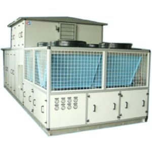 Integrated rooftop air handling unit for cooling and heating