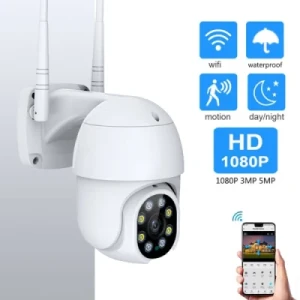 IP66 Waterproof PTZ 360 Rotating 3MP/5MP WiFi IP Security Camera, Support Infrared Night Vision &amp; Two-Way Voice Intercom