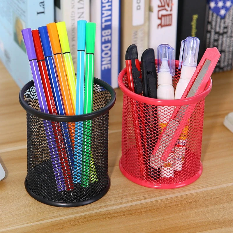 ishowu Desk Organizer Storage Office Accessories Metal Stand Mesh Style Pen Pencil Ruler Holder