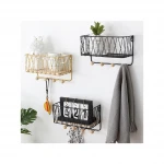 Key Golden iron storage basket 4 round acrylic hook nail wall coat hanger hat bag coat holders & racks metal
