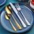 Import Kitchen Tableware Knife Fork Spoon Silverware Sets 24Pcs Gold cutlery Set Stainless Steel from China