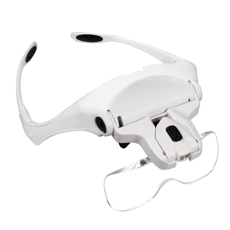 KOMAES Hot Sale 1X to 3.5X Zoom Hands Free Head Mount LED Illuminated Head wearing  Magnifier