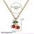 Import Korea Sweet Jewelry Gift For Women Gold Color Twisted Crystal Tennis Chain Fruit Necklace Cute Enamel Cherry Pendant Necklace from China