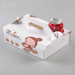 Kraft Corrugated Paper Fried Chicken Beverage Food Packaging Boxes Takeaway Portable Packing Box