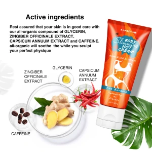 Lanthome organic ginger&chili caffeine fat burning weight loss waist body slimming hot cream with fast safe effective