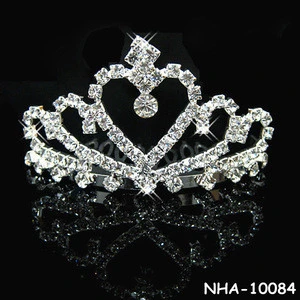 Latest design shiny crystal crown comb tiaras for bride