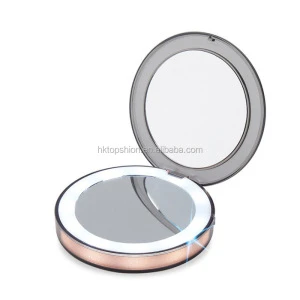 Lighted Travel Makeup Mirror, 1X/3X LED Compact Mirror-The Most Natural Magnifying Mirror with USB Charging for Beauty