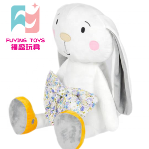 Long Ears Bunny Plush Baby Squeakie Baby Rattle Toy With Sounds