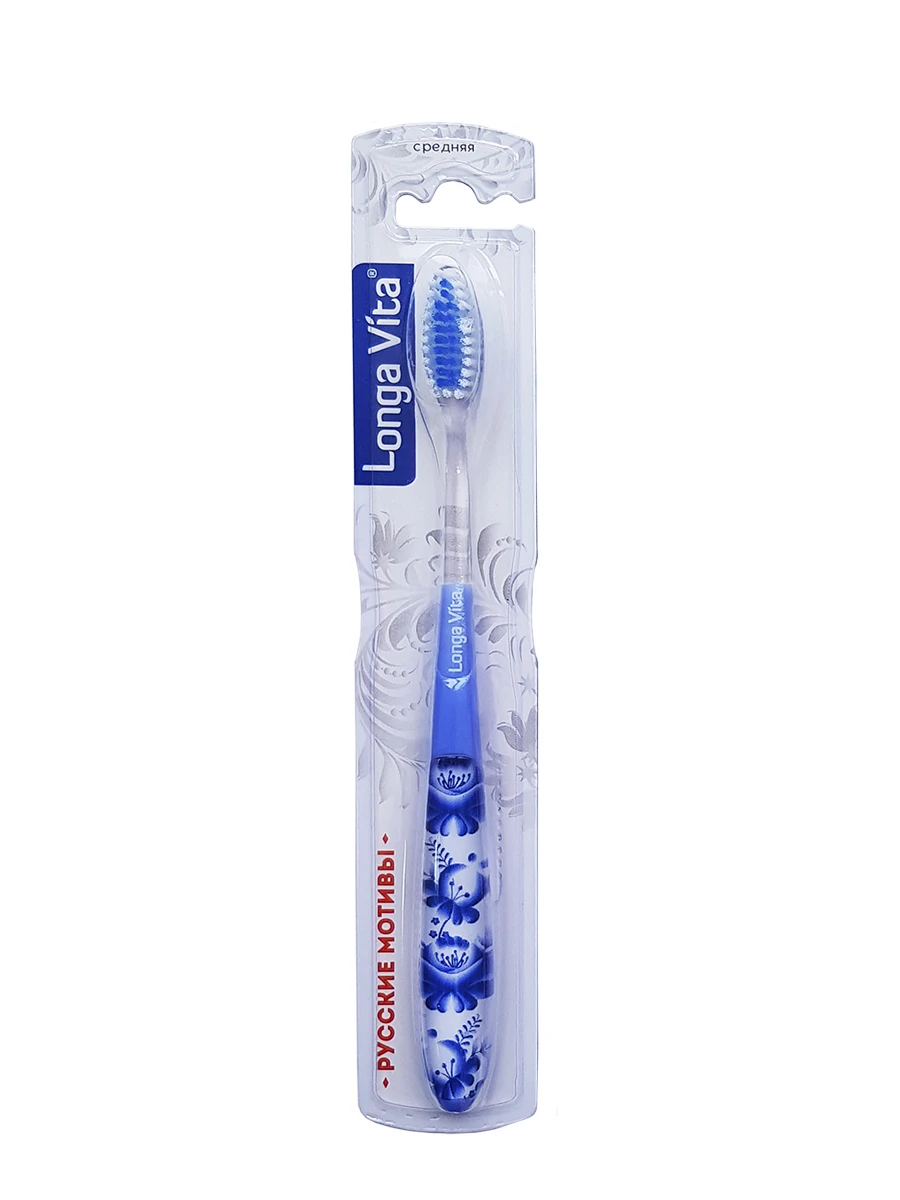 Longa Vita Toothbrush Russian Motives art. RS-888 With Dense Bristless Rubberized Handle