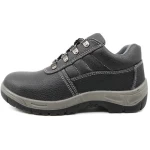 Low ankle anti slip black leather steel toe cap puncture proof cheap labour industrial safety shoes Bangladesh