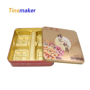 luxury Biscuit Cookie Mooncake Tin Box square red cake tin box