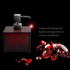 Luxury Hotel Transparent Dark Red Resin Bathroom Accessories Set
