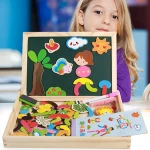 Magnetic Drawing Writing Board Jigsaw Puzzles Dry Erase Double Side Game Gift Wooden Toys Educational for Baby Kid
