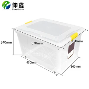 Manufacture Factory Transparent Plastic Four Wheels Clothes Storage Box With Lid