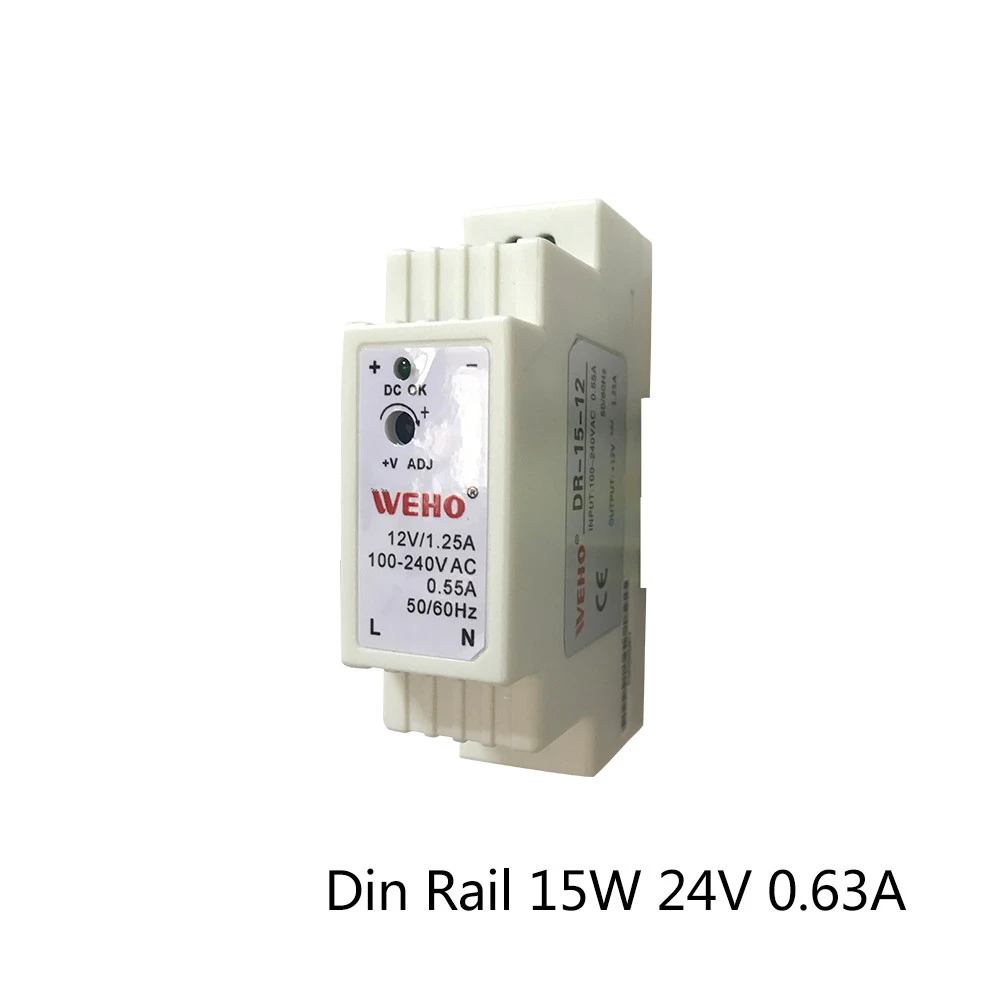 Manufacturer Dinrail  DR-15-24 15w 24v 0.6a ac 110v 220v to dc industrial power supply