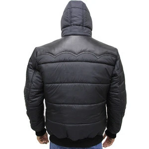 Men Fabric Jacket with Leather Fashion