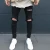 Import Mens Stretchy Ripped Skinny Biker Jeans Taped Slim Fit Denim Pantsmotorcycles wrinkles Bermuda pants Knee Hole Jeans Patch from China