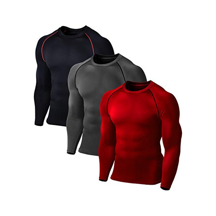 Men&#x27;s Cool Dry Baselayer Tops Long Sleeve Compression Shirts Surfing Rash Guard
