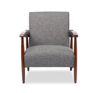 Mid-Century Modern Accent Chair Upholstered Wooden Lounge Arm Chair Fabric Single Sofa