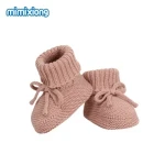 Mimixiong Knitted Baby Shoes Newborn Baby Knitted Booties Cotton Crochet Infant Baby Socks with Strings