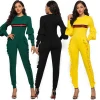 mixed colors green long sleeve cotton sports casual wear ruffles winter jumpsuit for women clothing