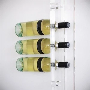 Modern 8 Bottles Clear Acrylic Wall Mounted Wine Display Racks