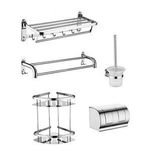 Modern design perfect detail wall hung mounted chrome bath set 304 stainless steel toilet bathroom accessories sets