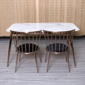 modern design Retangular marble top stainless steel frame dining table
