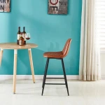 Modern  leather PU metal leg footrest bar stool for restaurant  Commercial Grade modern contemporary stainless steel bar stools