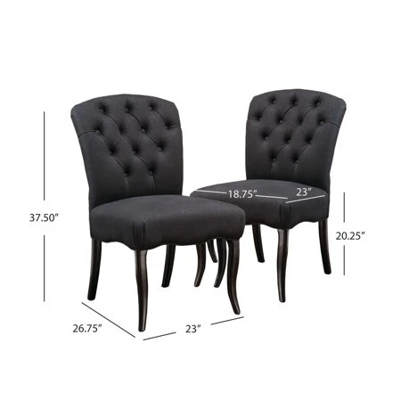 Modern Mckenzie Black Wood Legs Scroll Fabric Dining Chair